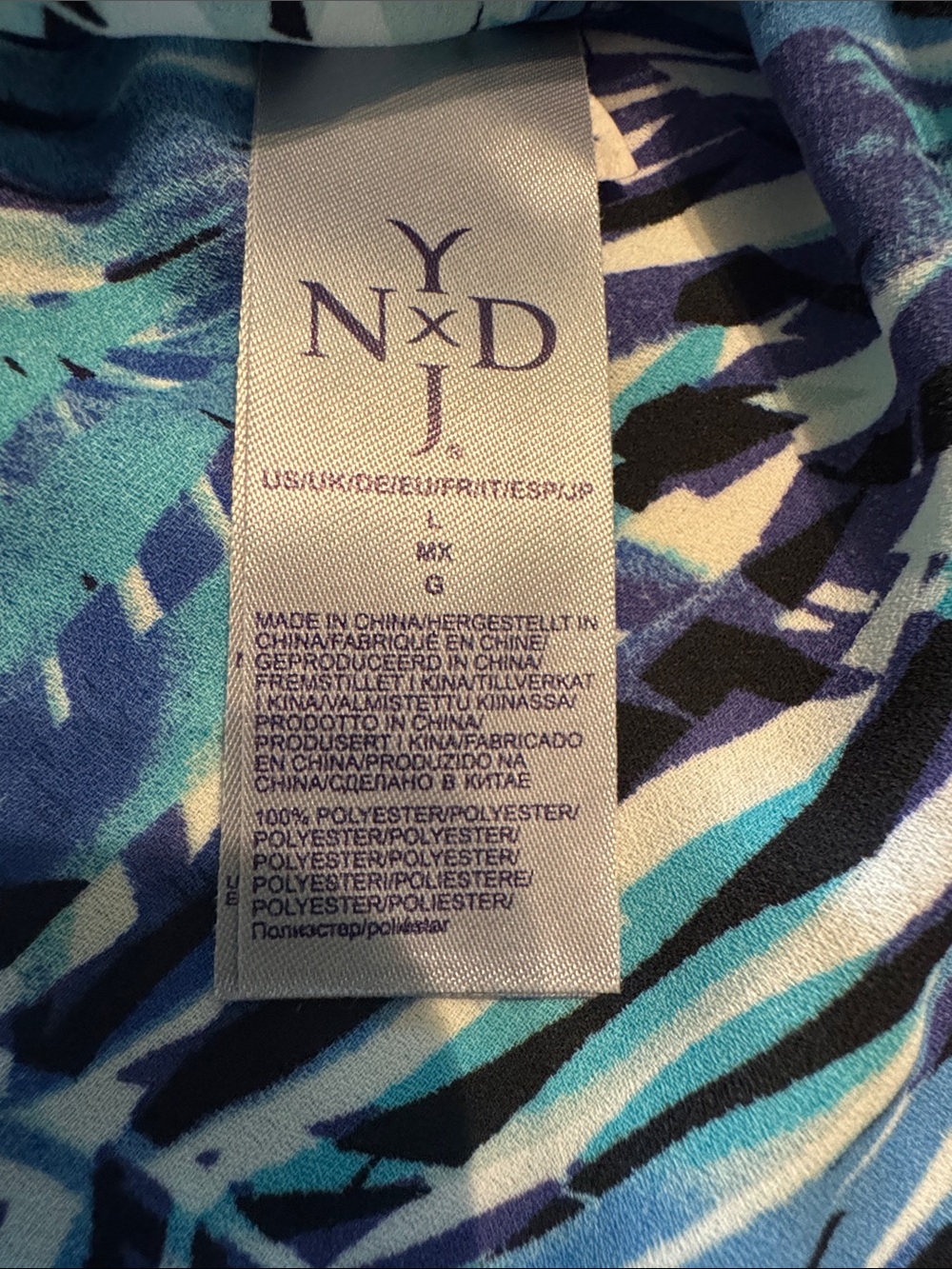 NYDJ Tropical Leaf Print Blouse in Blue and Teal - Picture 5 of 8
